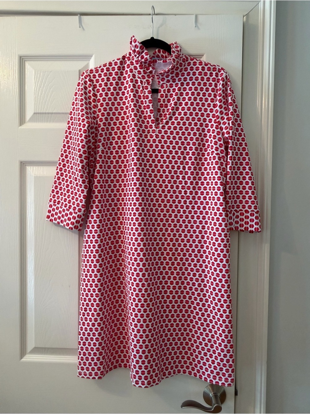 J. McLaughlin Red and White Printed Shift Dress